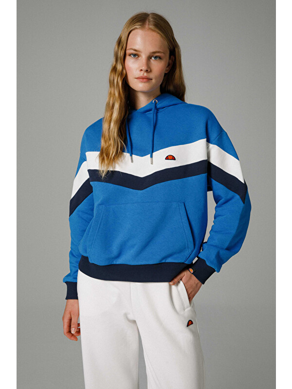 Ellesse Pamuklu Renk Bloklu Oversize Fit Kapüşonlu Sweat EF178-SBL