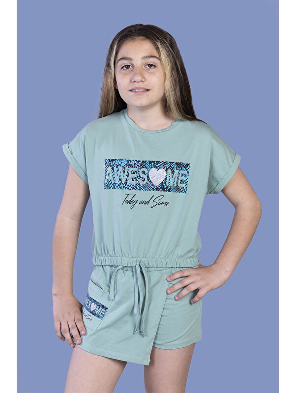 Toontoykids Kız Çocuk Baskılı Şortlu Takım