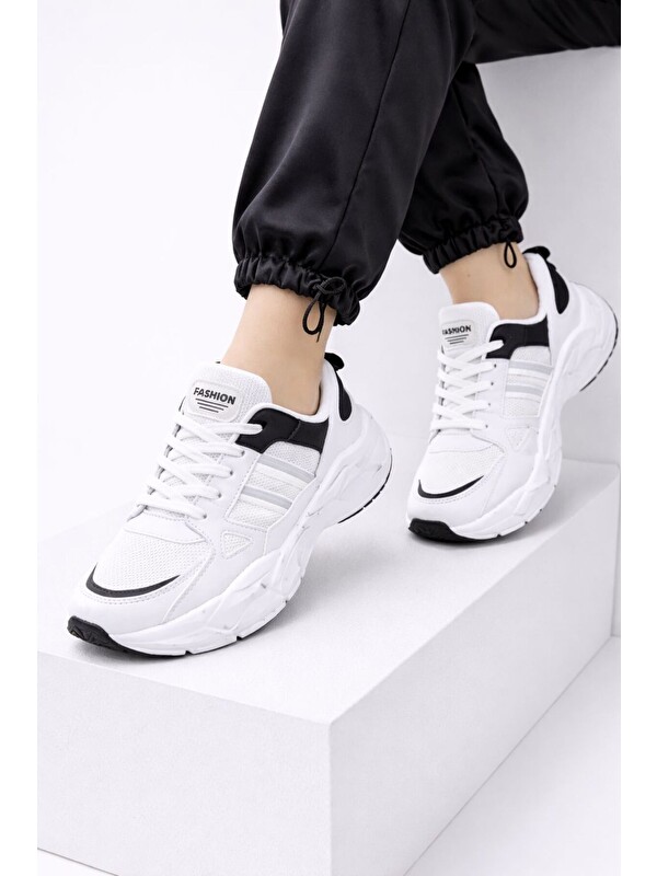 Slipcat Unısex Kalın Tabanlı Bağcıklı Rahat Sneaker Spor Ayakkabı –Nefes Alabilen Yapı, Trend Model