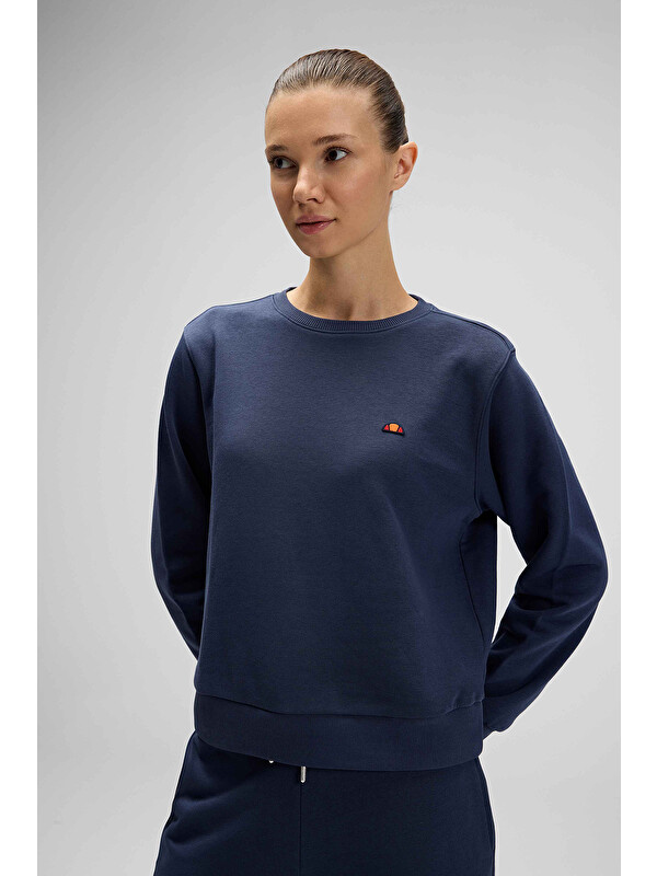 Ellesse Pamuklu Regular Fit Bisiklet Yaka Logolu Sweat EF553-NV