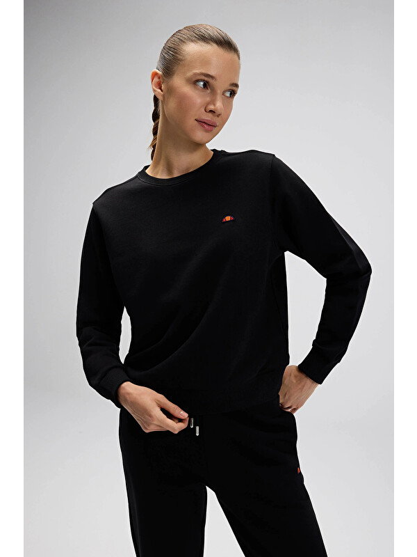 Ellesse Pamuklu Regular Fit Bisiklet Yaka Logolu Sweat EF553-BK