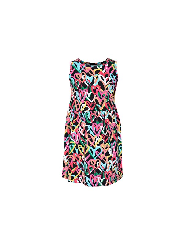 Lovetti Kız Çocuk Graffiti Hearts Desen Kolsuz Elbise