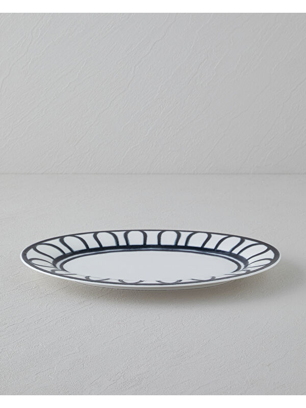 English Home Monarch Porselen Kayık Tabak 30 cm Siyah - Beyaz