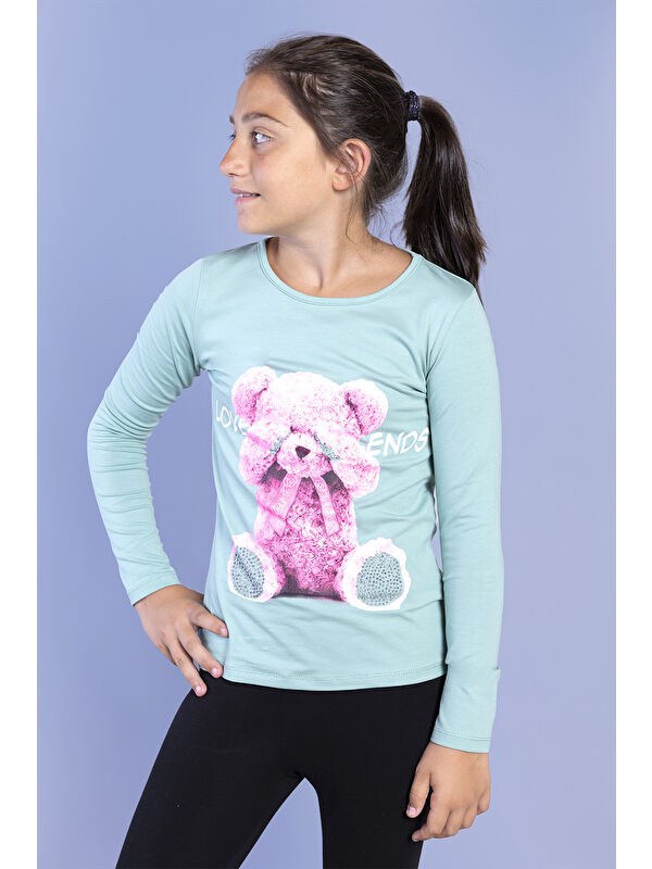 Toontoykids Kız Çocuk Ayıcık Baskılı Tişört