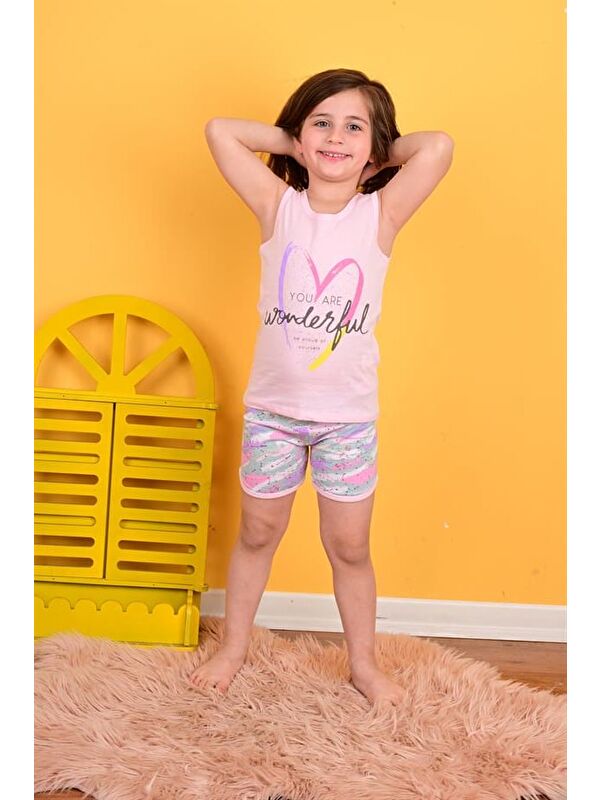 Vitmo Kız Çocuk Askılı Pijama Takımı Wonderful Pembe