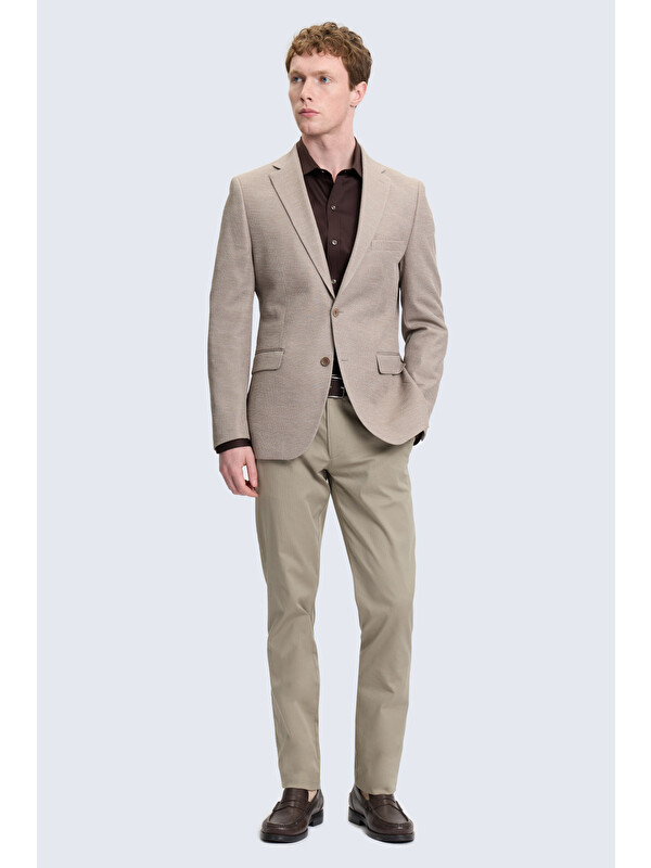 Hatemoğlu Vizon Slim Fit Mono Yaka Klasik Ceket