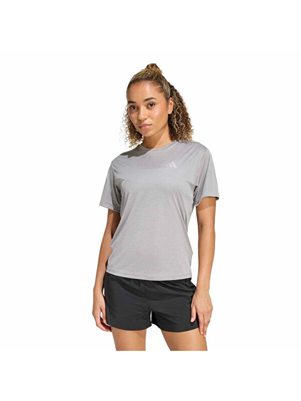 Adidas Running Essentials Kadın Gri Yuvarlak Yaka Tişört