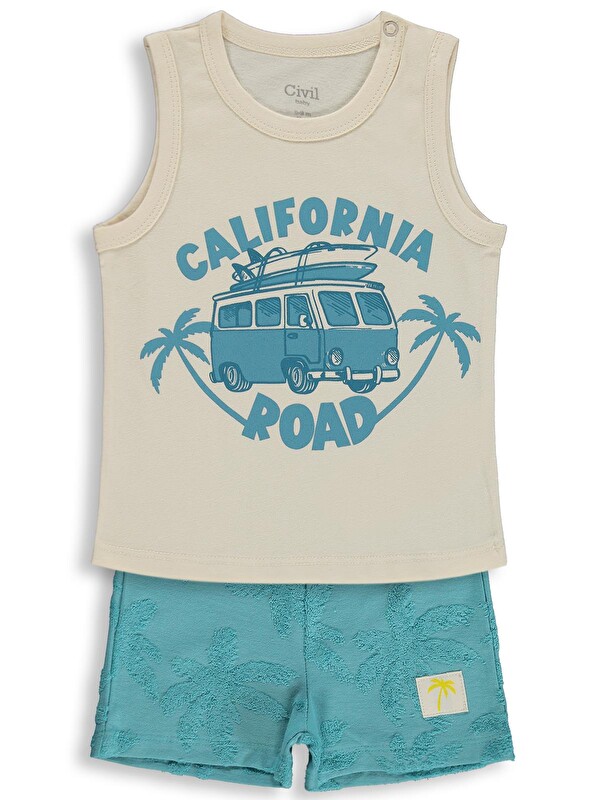 Civil Baby California Road Baskılı 6-18 Ay Takım - Bej
