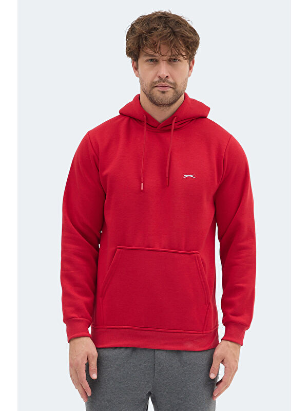 SLAZENGER MOONLIGHT I Erkek Kapüşonlu Kırmızı Sweatshirt