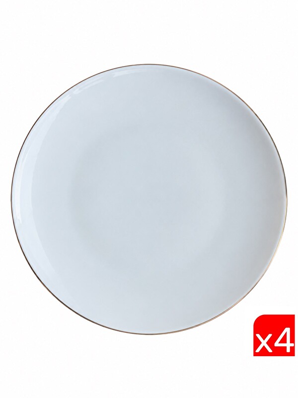 TABAK EVİ Porselen Chic Altın Yaldızlı Servis Tabağı 24,50cm 4 lü
