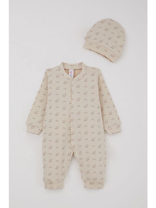 Breeze Erkek Bebek Tulum Desenli Bej (0-6 Ay)
