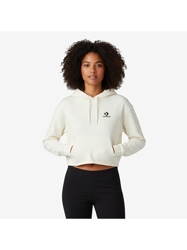 Converse Chuck Taylor Boxy Kadın Ekru Kapüşonlu Sweatshirt