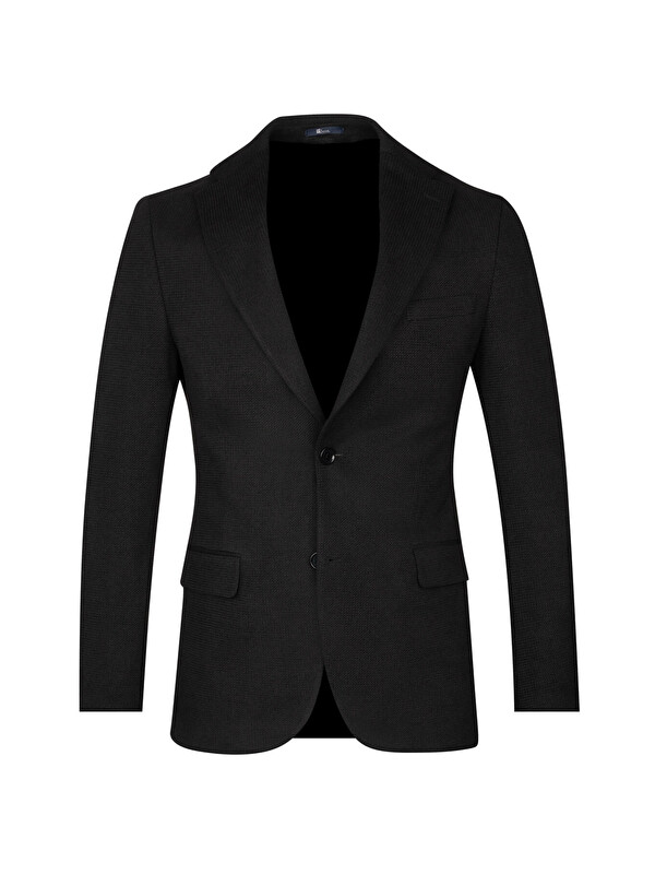 Hatemoğlu Siyah Comfort Fit Mono Yaka Klasik Ceket
