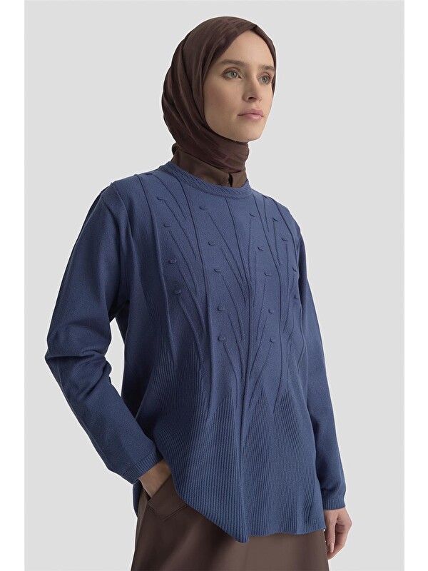 ARMİNE Başak Desenli Kazak 25Kd7006 İndigo