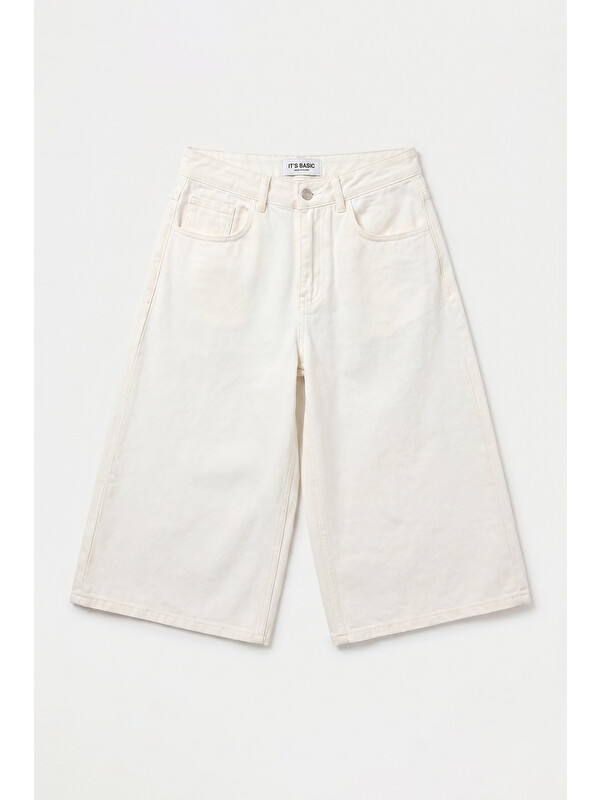 It's Basic Kadın Kırık Beyaz 7s6-101 Maxi Denim Bermuda Şort