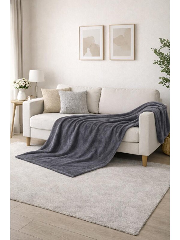 Çeyiz Diyarı Wella Soft 130x170 cm Tv Battaniyesi Koyu Gri