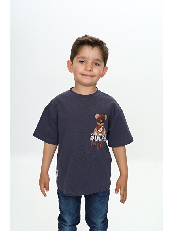 Toontoykids Erkek Çocuk Rules Şapkalı Ayı Baskılı Tişört