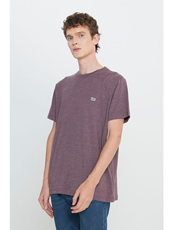 Lee Regular Fit Bisiklet Yaka Bordo Tişört