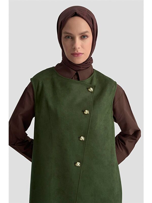 ARMİNE Yelekli Süet Takım 25Kd1506 Haki