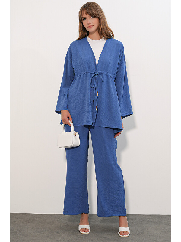 Bigdart Kadın Ayrobin Kimono Pantolon İkili Takım 30101 - İndigo