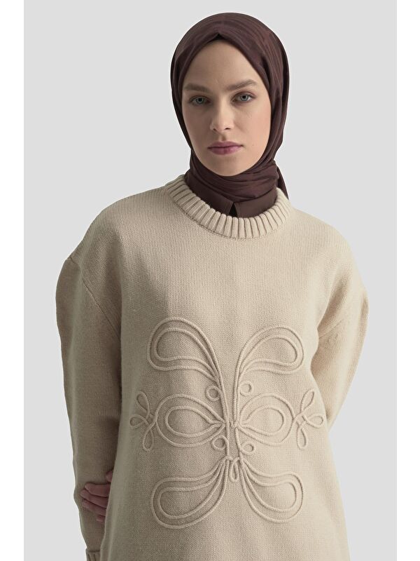 ARMİNE İşleme Detaylı Kazak 25Kd6003 Bej