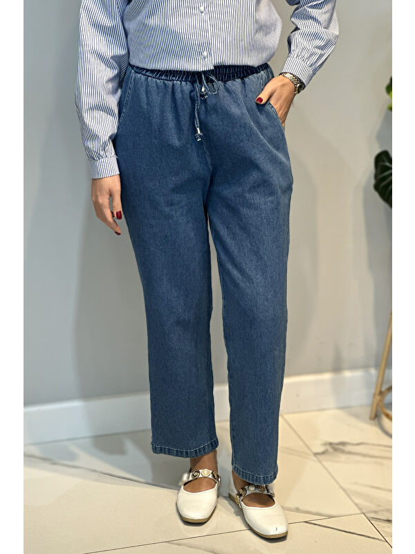 Remsa Kadın Beli Lastikli Jean Pantolon 16182 Mavi