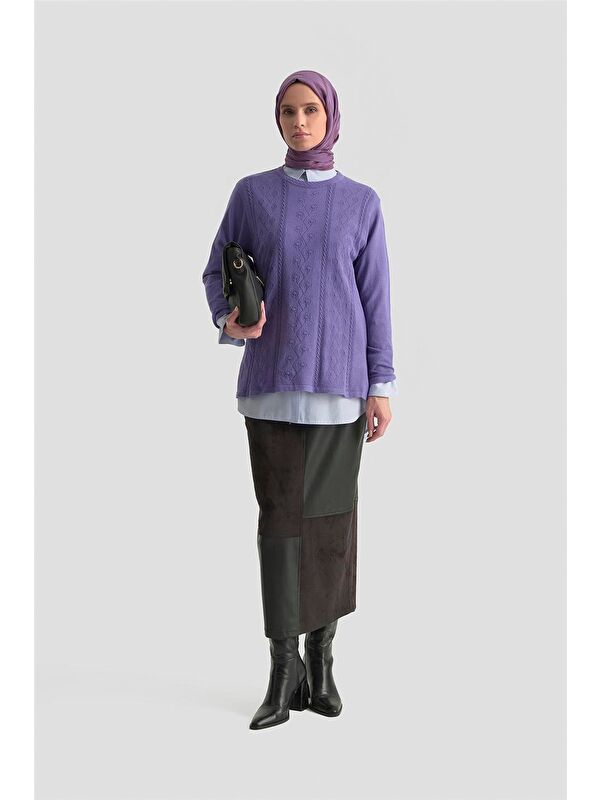 ARMİNE Desenli Kazak 25Kd7009 Lila