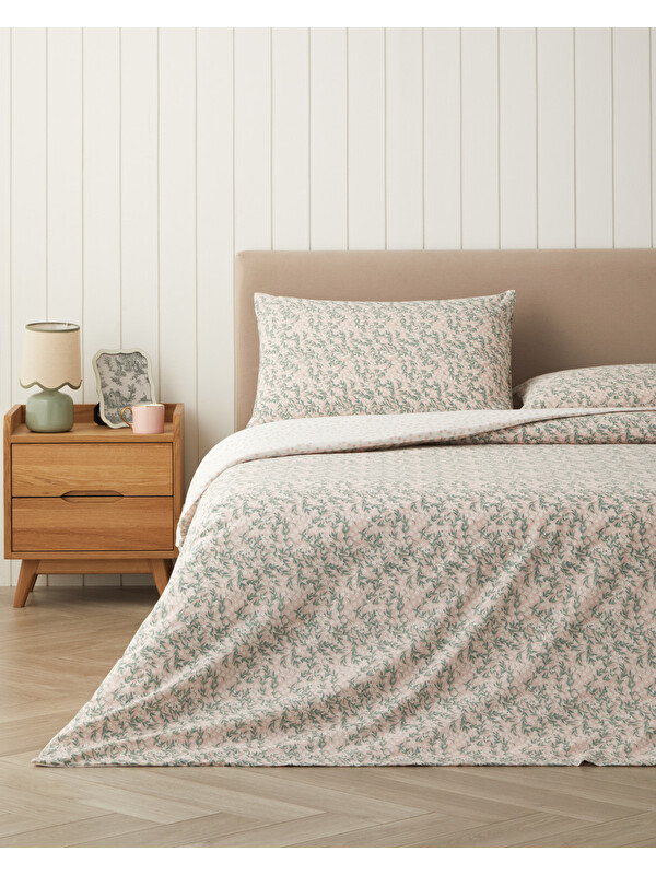 English Home Chirping Bloom Kolay Ütülenir Tek Kişilik Nevresim Seti 160x220 cm Pembe - Yeşil