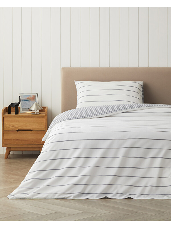 English Home Wavy Kolay Ütülenir Çarşaflı Tek Kişilik Nevresim Takımı 160x220 cm Koyu Gri