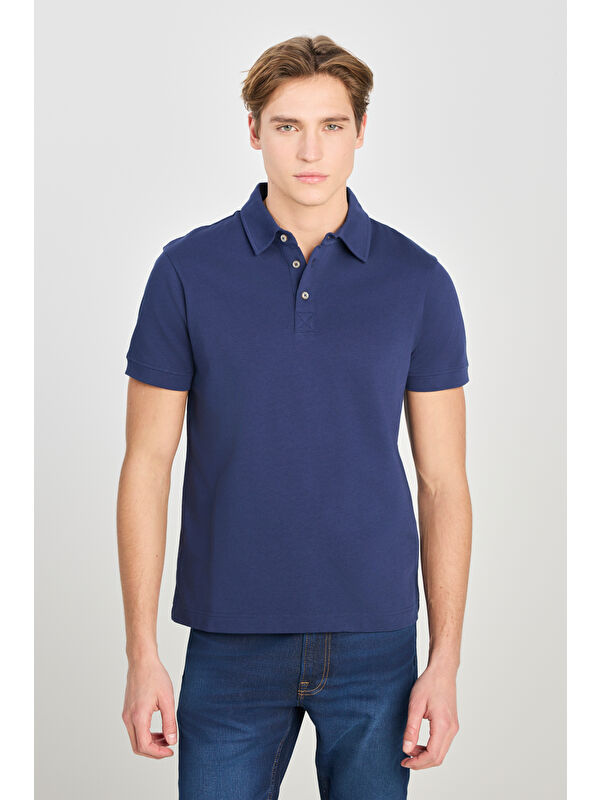 Lee %100 Pamuk Regular Fit Lacivert Polo Yaka Tişört