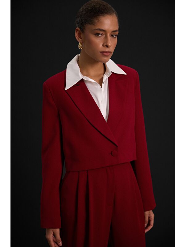 SATEEN Luna Kısa Ceket - Bordo
