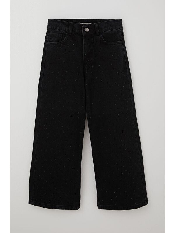 Breeze Kız Çocuk Jean Pantolon Taşlı Cepli Siyah (10-14 Yaş)