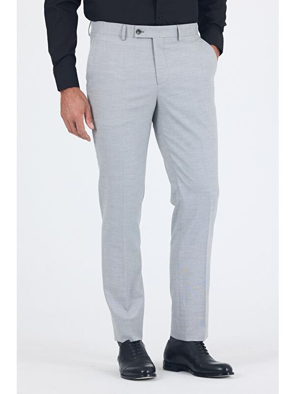 İMZA Gri Esnek Yandan Cepli Comfort Fit Classic Pantolon 1003250151