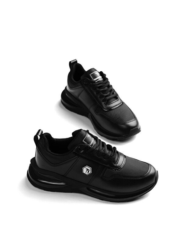 TONNY BLACK Erkek Siyah Rahat Kalıp Bağcıklı Kalın Tabanlı Sneaker