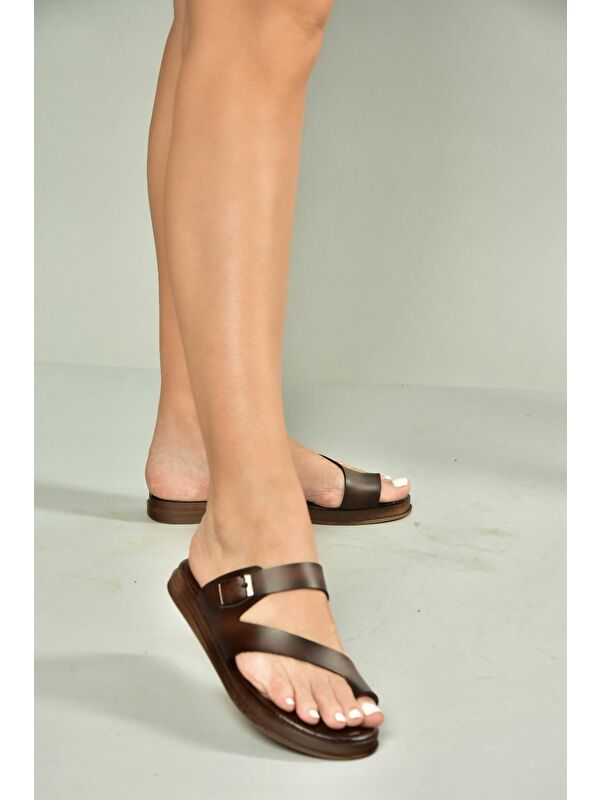 Kahverengi Kadın Terlik U390959503 - Görsel 3