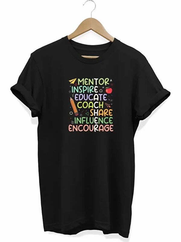 Jane's 24 Kasım Öğretmenler Günü Baskılı T-shirt - Siyah