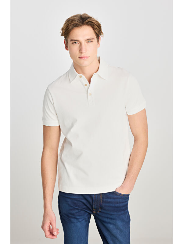 Lee %100 Pamuk Regular Fit Ekru Polo Yaka Tişört