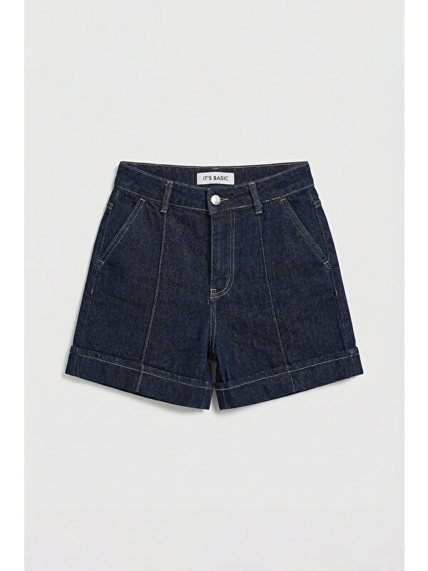 It's Basic Kadın İndigo Selvedge 7s6-50 Straight Fit Relax Denim Şort