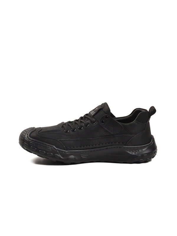 Siyah Hakiki Deri Erkek Casual Yürüyüş Ayakkabısı Season M - Görsel 5