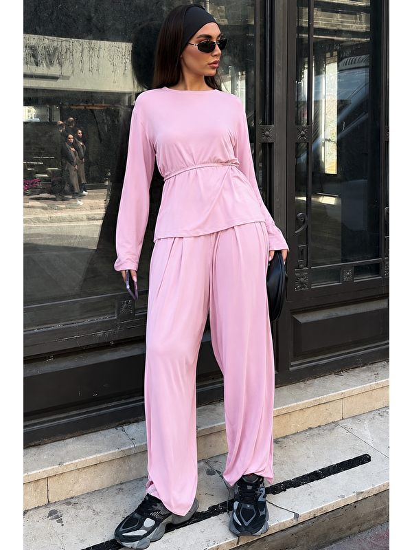 Madmext Pembe Elastanlı Modal Şalvar Takım Mg2784