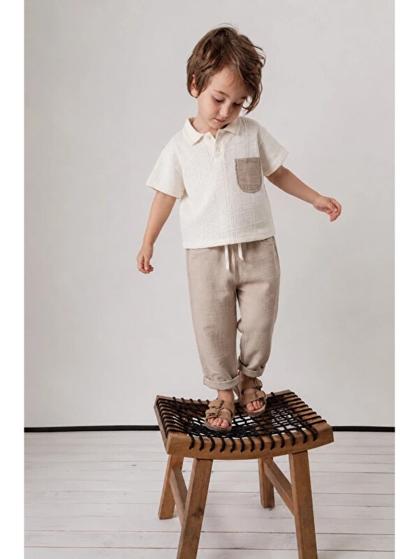 Jikko Baby Erkek Çocuk Polo Yaka Triko Üst Pantolon Takım -3717