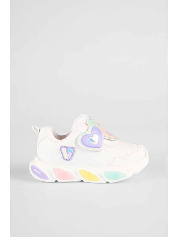 Lovely Işıklı Kız Okul Öncesi Beyaz Spor Ayakkabı - Görsel 2