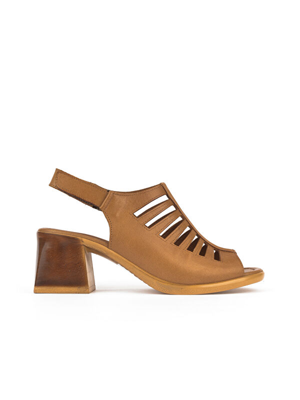 Kadın Hakiki Deri Topuklu Sandalet 151992Z12001 Taba - Görsel 2