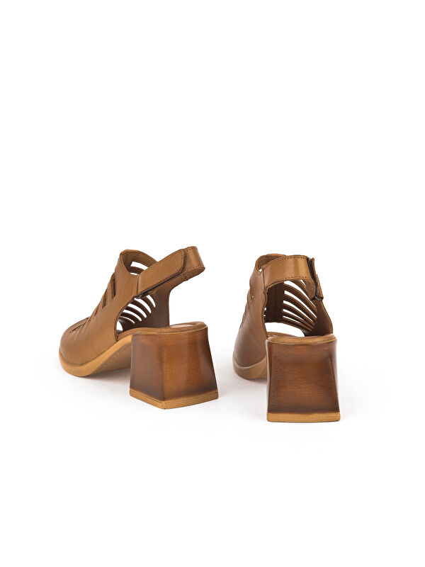 Kadın Hakiki Deri Topuklu Sandalet 151992Z12001 Taba - Görsel 4