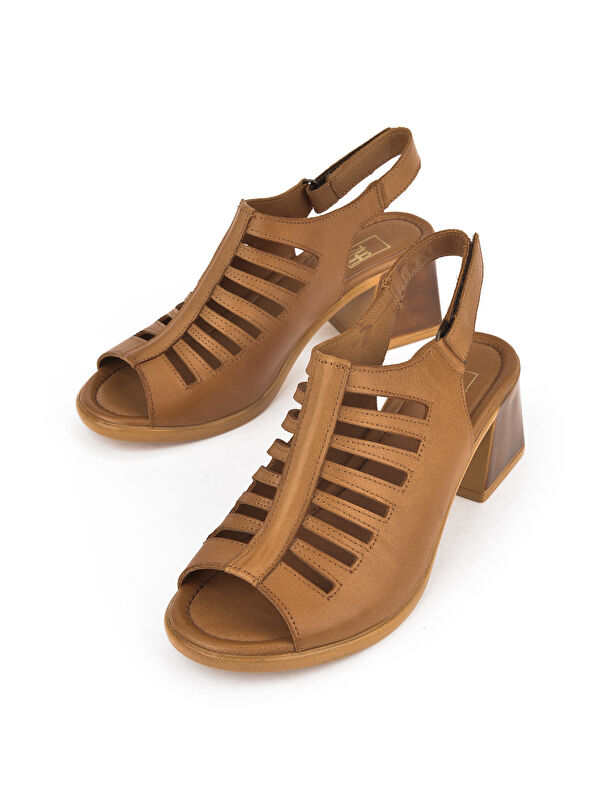 Kadın Hakiki Deri Topuklu Sandalet 151992Z12001 Taba - Görsel 6