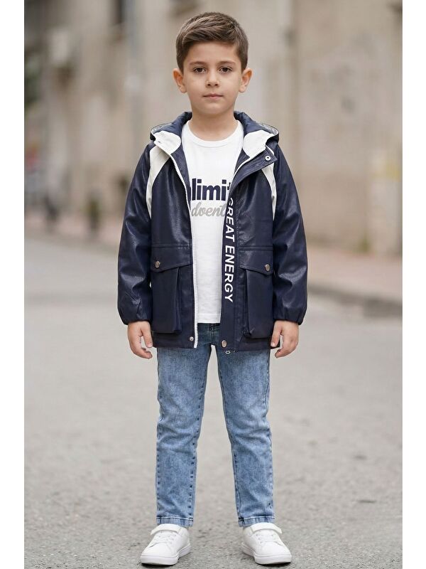Pina Kids Erkek Çocuk Kapüşonlu Nova Mevsimlik Mont Penye Pantolon Üçlü Takım TKM7587
