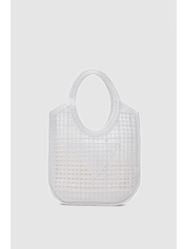 Shulebags Vicolo Handmade Makrome Tote Çanta Beyaz