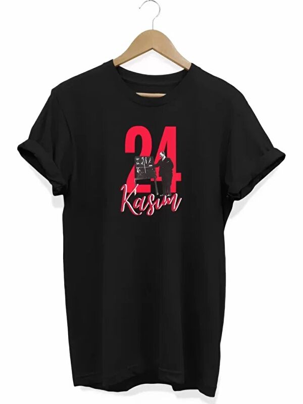 Jane's 24 Kasım Öğretmenler Günü Baskılı Unisex T-shirt - Siyah