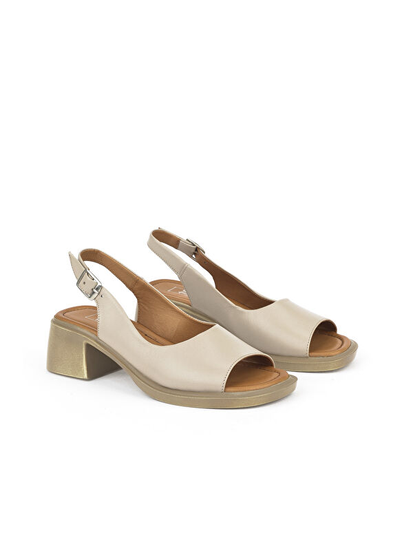 Kadın Hakiki Deri Topuklu Sandalet 151992Z8004 Buz - Görsel 3