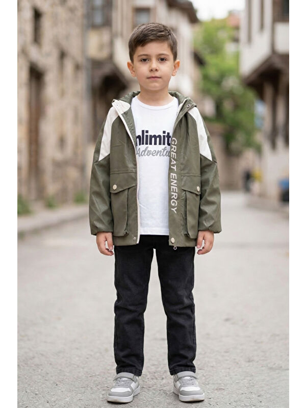 Pina Kids Erkek Çocuk Kapüşonlu Nova Mevsimlik Mont Penye Pantolon Üçlü Takım TKM7587